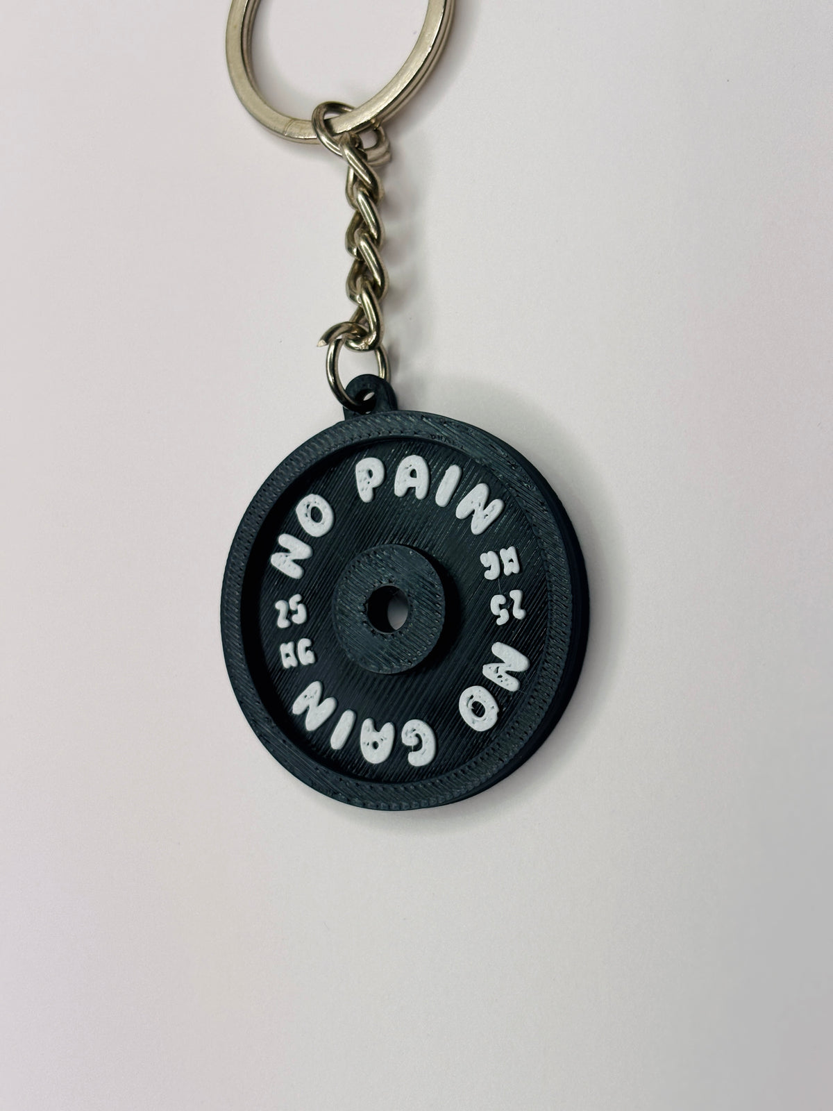 3d Printed Gym Plate Keychain "NO PAIN NO GAIN"