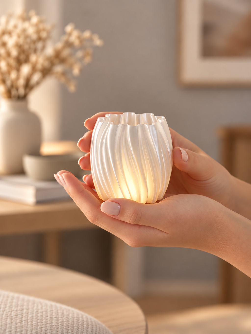 3D Printed Tea Light Candle Holders with LED Candles – Set of 2