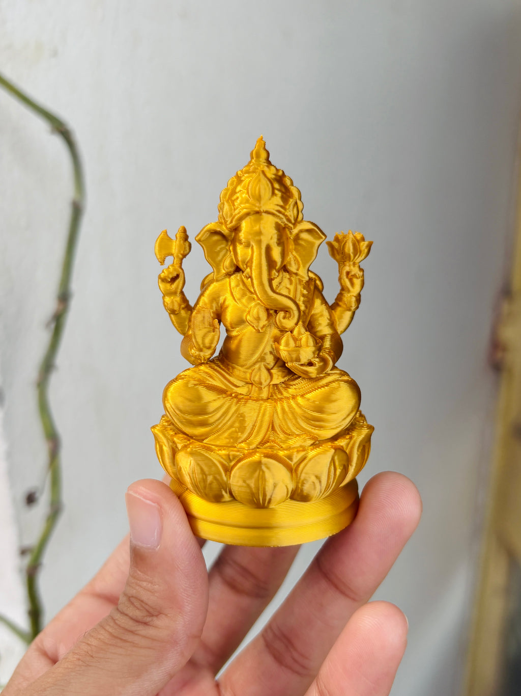 Golden Silk 3D-Printed Ganesha Idol – 75 mm | Sekhon Studio