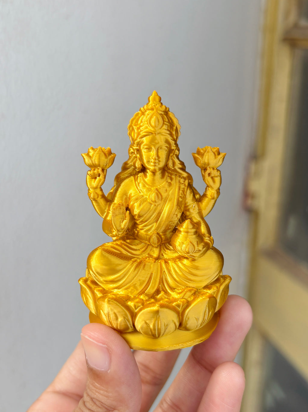 Golden Silk 3D-Printed Lakshmi Idol – 75 mm | Sekhon Studio