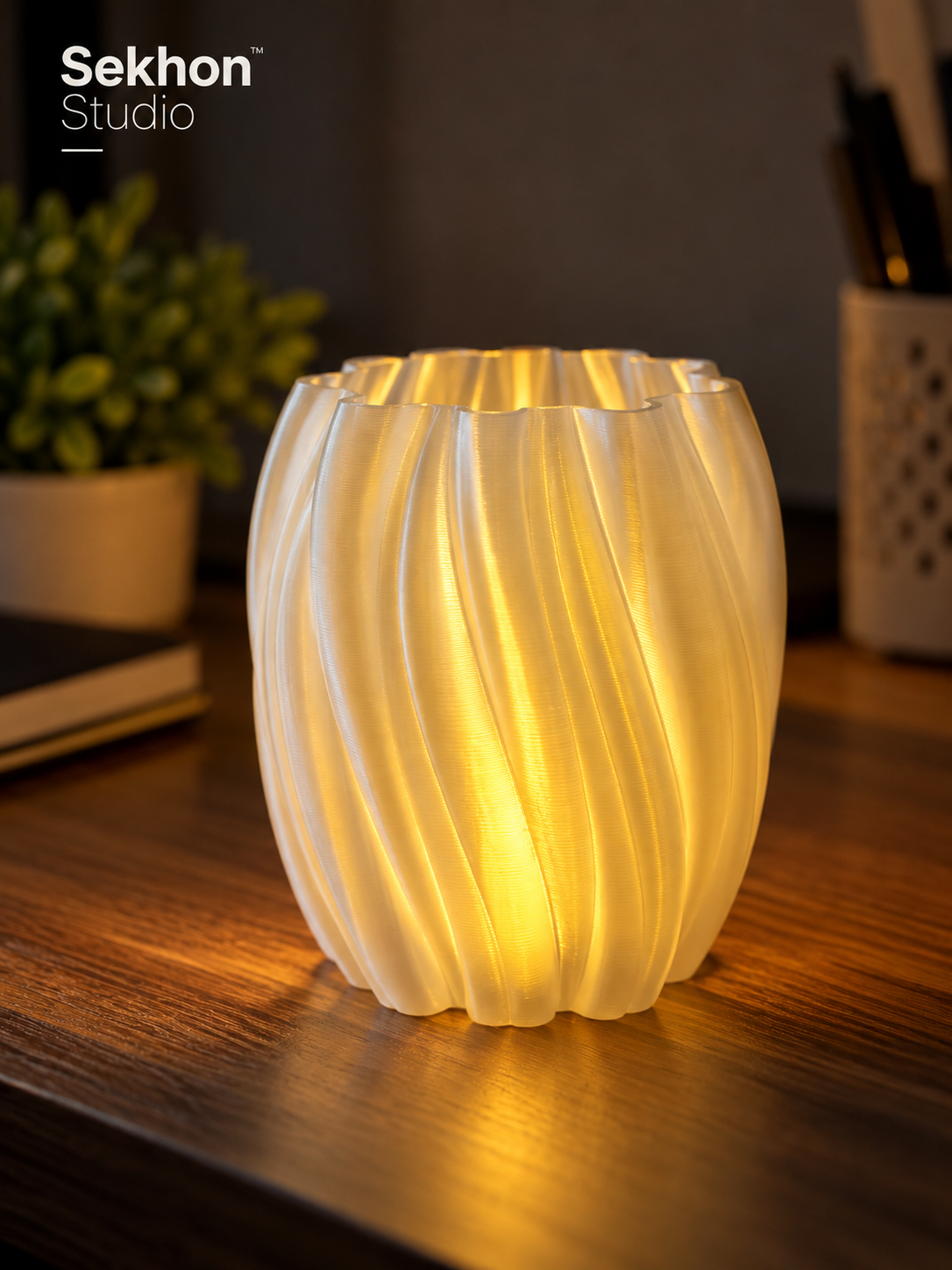 3D Printed Tea Light Candle Holders with LED Candles – Set of 2