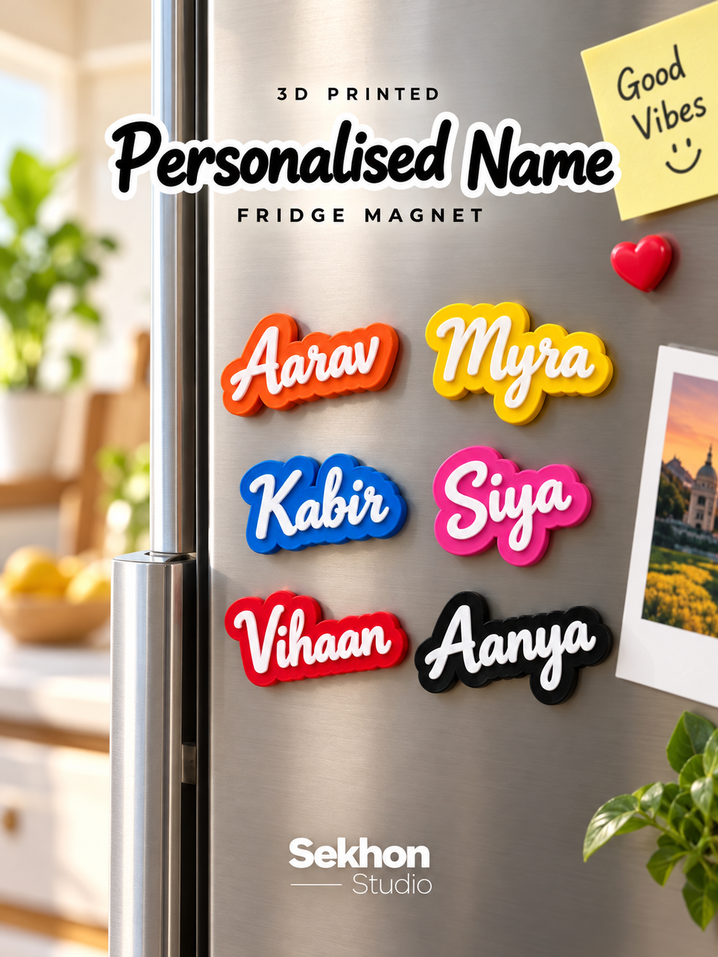 Custom 3D Printed Personalised Name Fridge Magnets | Sekhon Studio