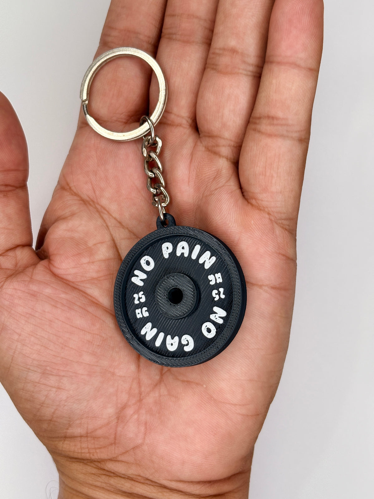 3d Printed Gym Plate Keychain "NO PAIN NO GAIN"