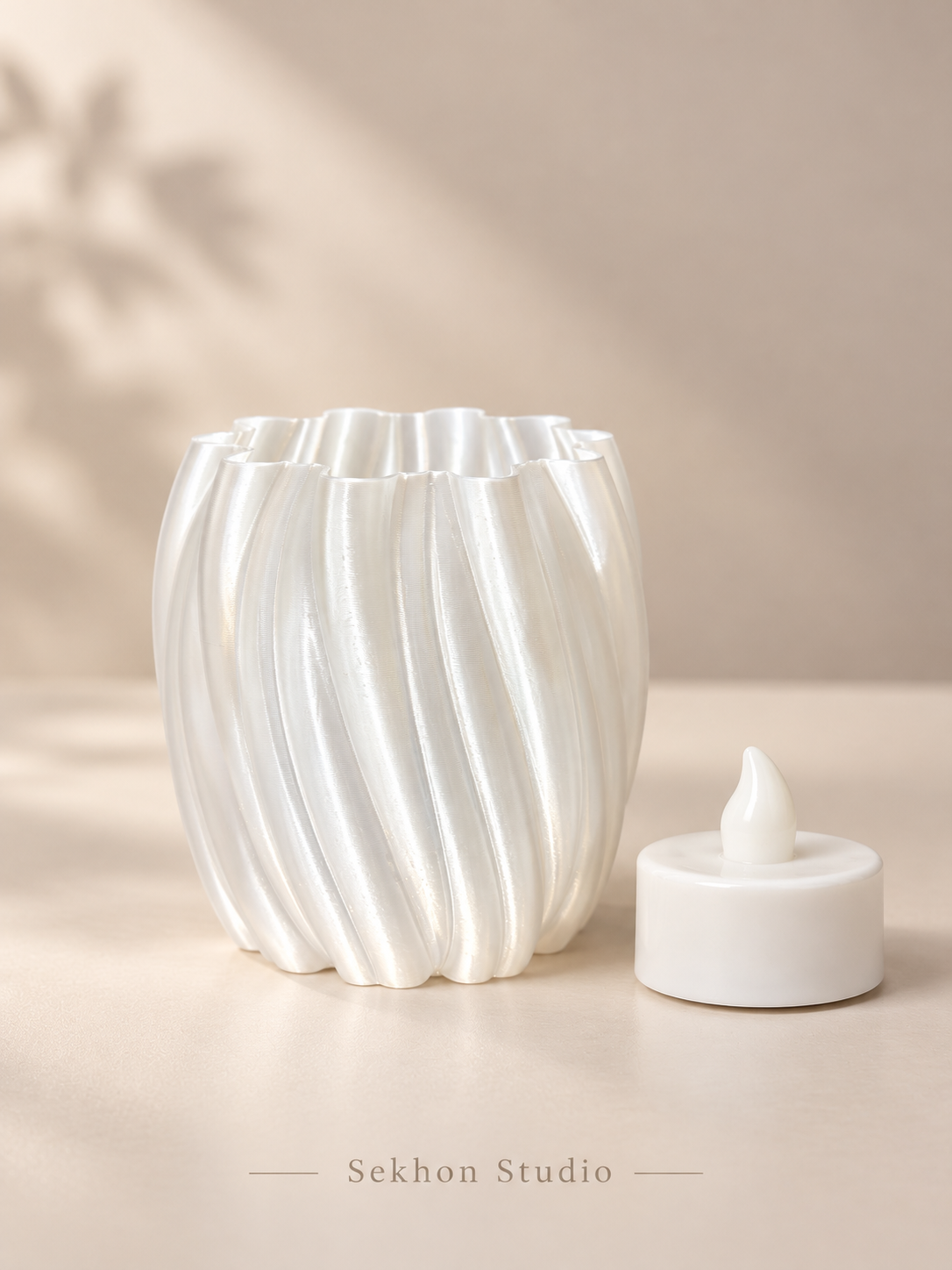 3D Printed Tea Light Candle Holders with LED Candles – Set of 2