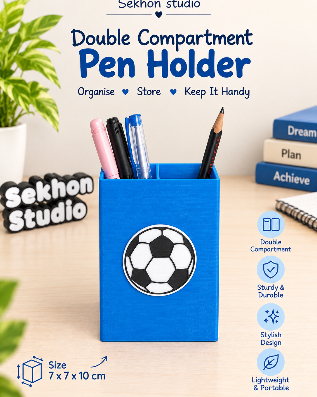3D Printed Double Compartment Pen Holder | Sekhon Studio