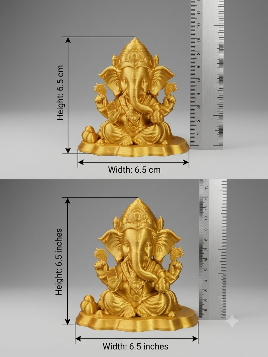 3D Printed Ganesh Ji Idol – Golden Silk Finish