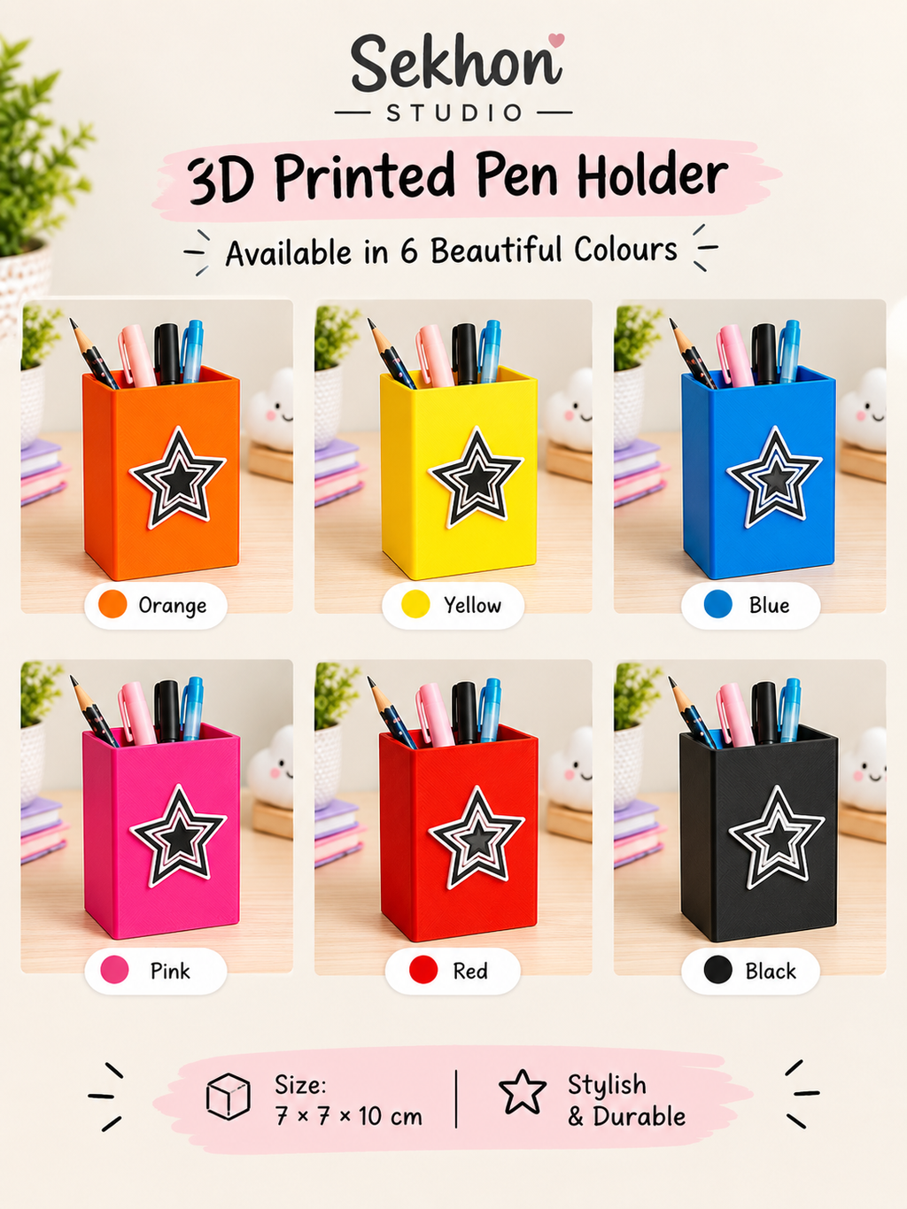 3D Printed Pen Holder | Stylish & Durable Desk Organiser
