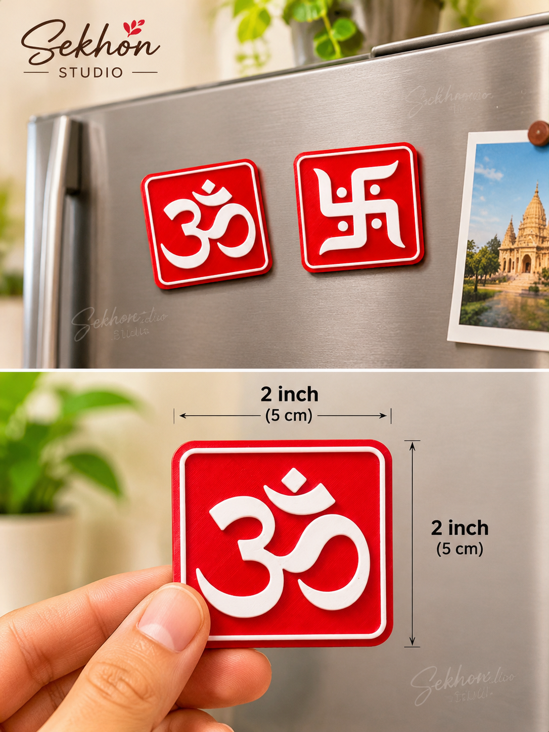 Om & Swastik 3D Printed Fridge Magnets | Auspicious Home Décor | Sekhon Studio