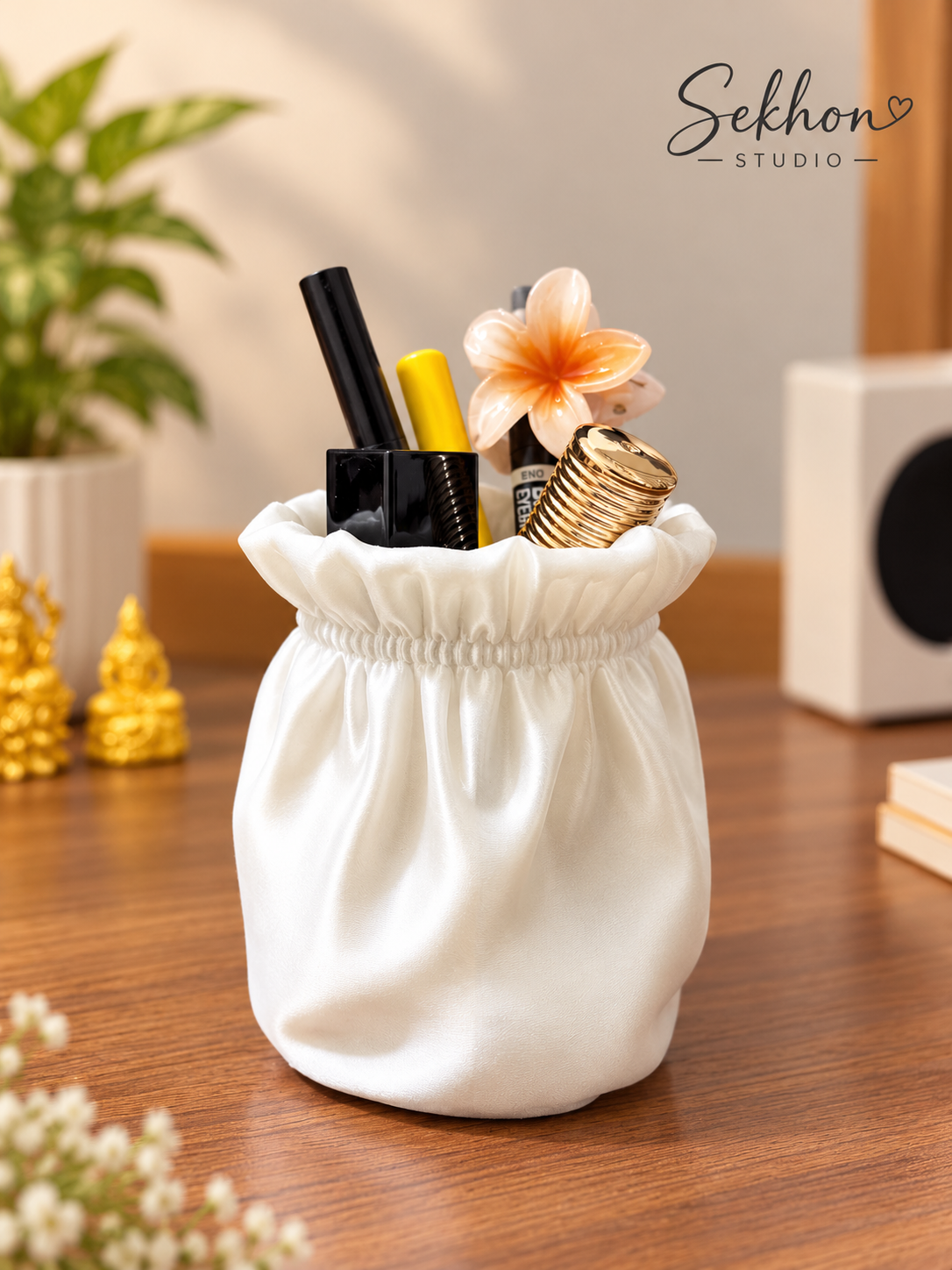 3D Printed Makeup Organiser – Elegant Drawstring Design