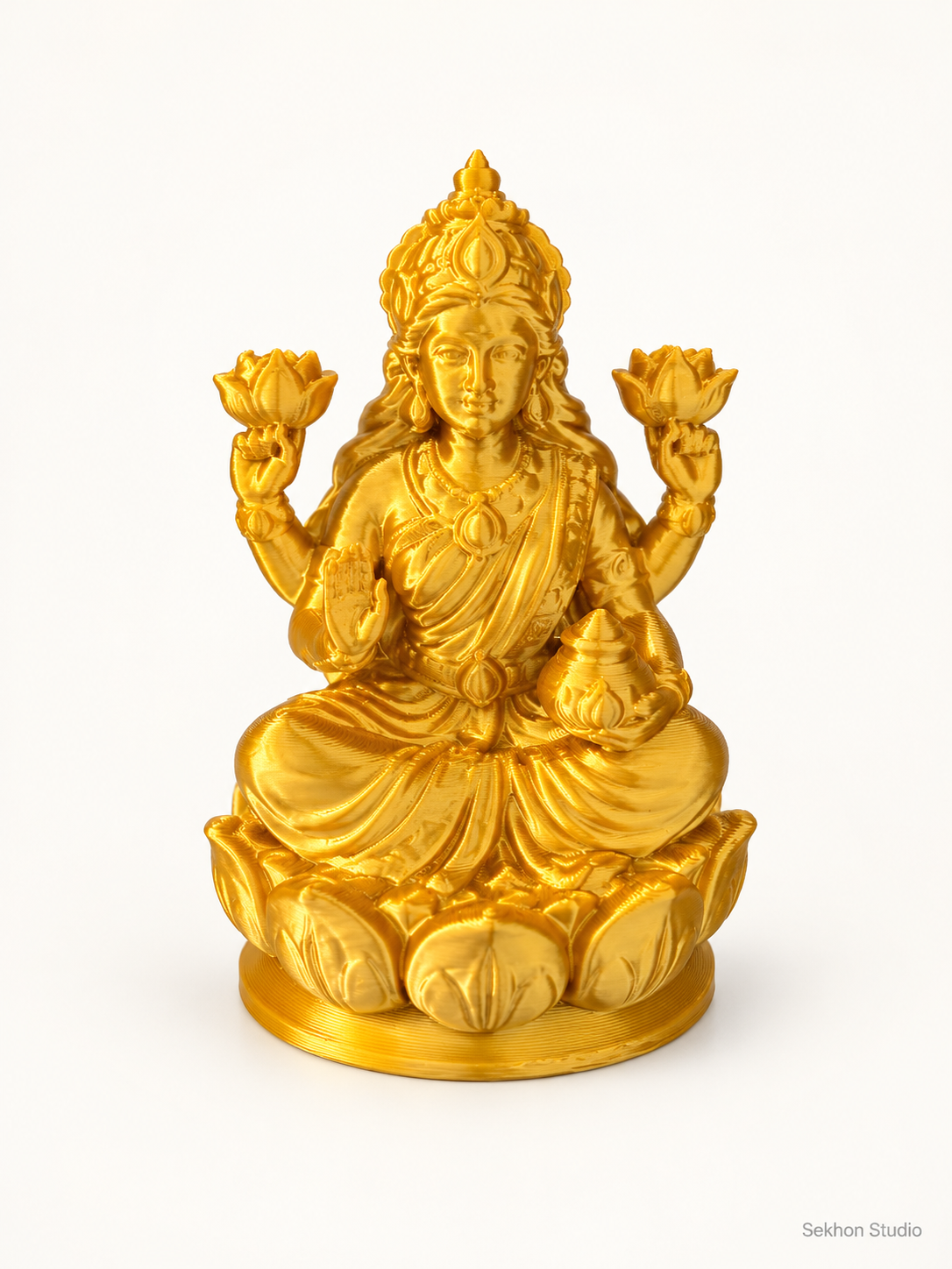Golden Silk 3D-Printed Lakshmi Idol – 75 mm | Sekhon Studio