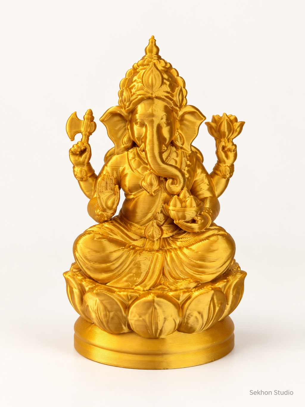 Golden Silk 3D-Printed Ganesha Idol – 75 mm | Sekhon Studio