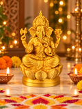 Golden Silk 3D-Printed Ganesha Idol – 75 mm | Sekhon Studio