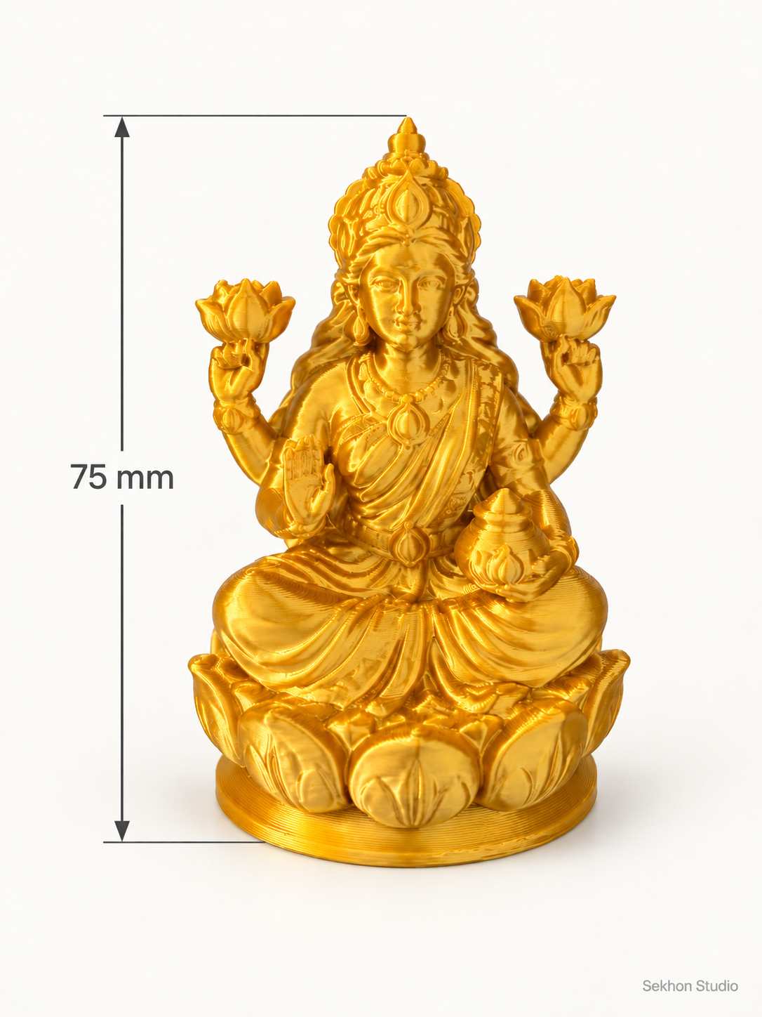 Golden Silk 3D-Printed Lakshmi Idol – 75 mm | Sekhon Studio