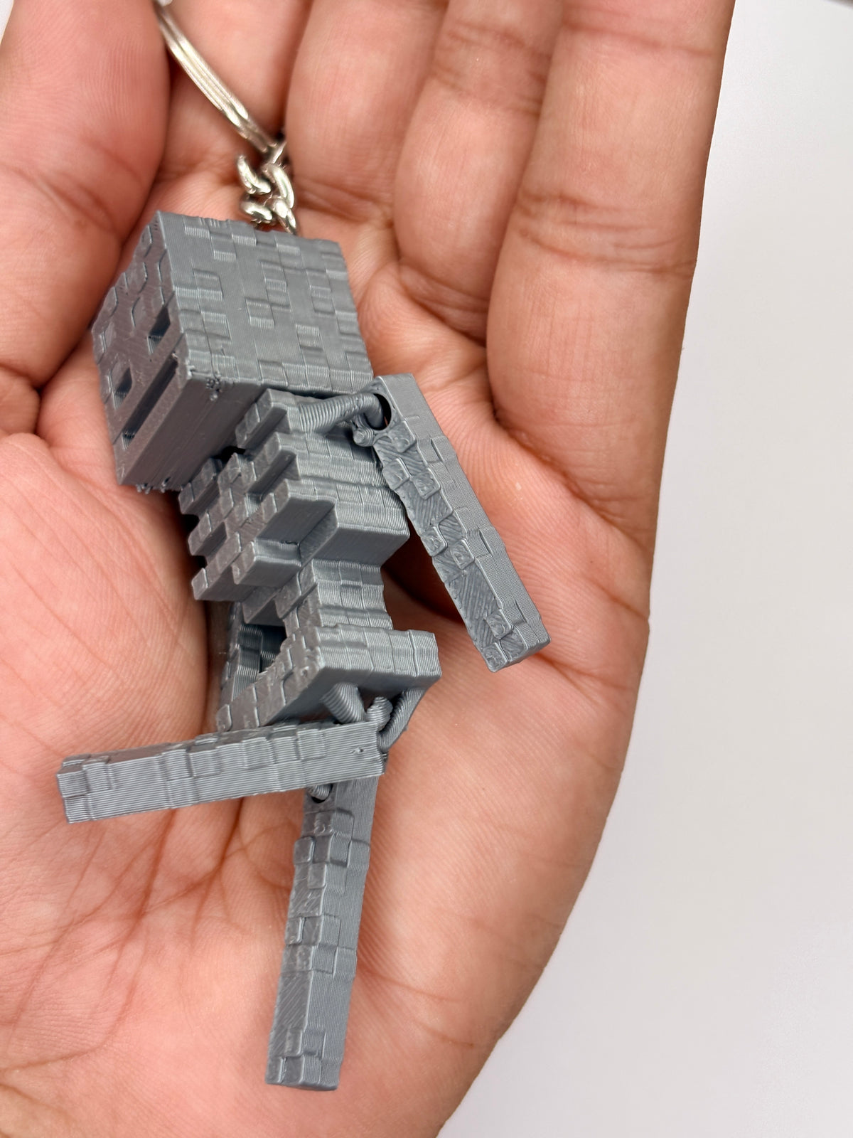 3D Printed Articulated Minecraft Skeleton Keychain
