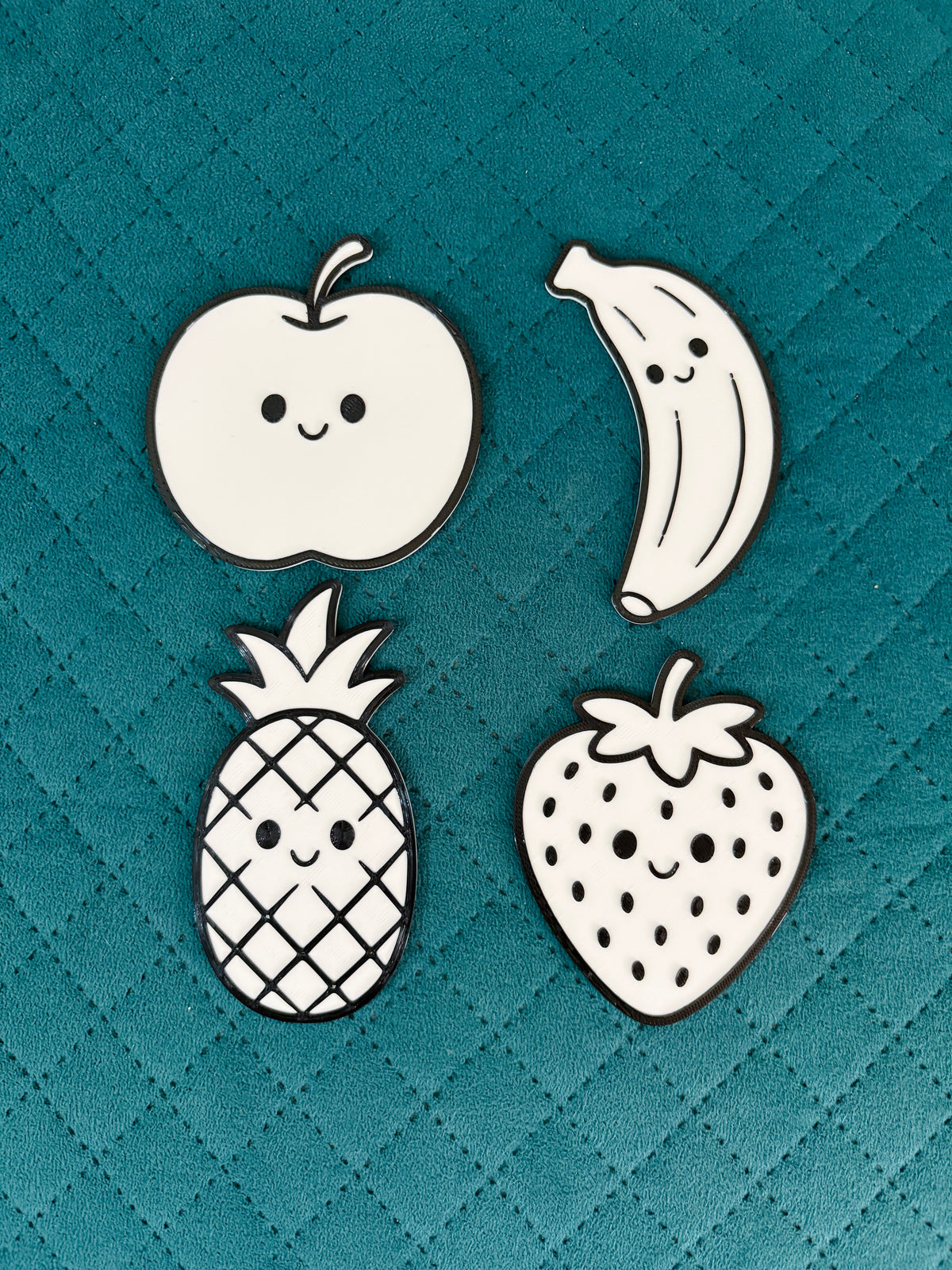 3D Fruit Coloring Set – Apple, Banana, Strawberry & Pineapple